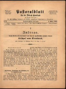 Pastoralblatt für die Diözese Ermland, 1901, nr 3