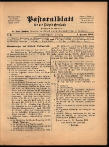 Pastoralblatt für die Diözese Ermland, 1902, nr 1