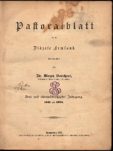 Pastoralblatt für die Diözese Ermland : Sachregister des 33. und 34. Jahrganges