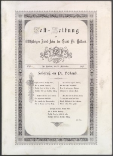Fest Zeitung 600jähringen Jubel-Feier der Stadt Pr. Holland