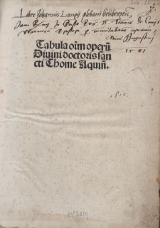 Tabula super omnia opera Thomae Aquinatis