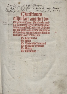 Quaestiones de potentia Dei etc. / Ed. Theodoricus de Susteren