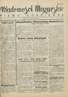 Wiadomości Mazurskie : pismo codzienne. 1946 (R. 2), nr 1
