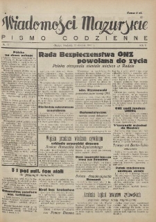 Wiadomości Mazurskie : pismo codzienne. 1946 (R. 2), nr 11