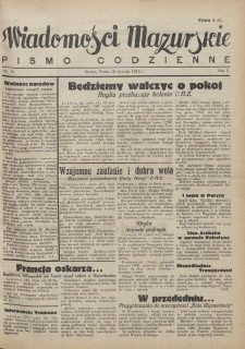 Wiadomości Mazurskie : pismo codzienne. 1946 (R. 2), nr 15