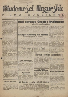 Wiadomości Mazurskie : pismo codzienne. 1946 (R. 2), nr 19