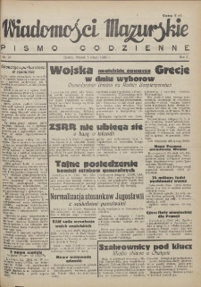 Wiadomości Mazurskie : pismo codzienne. 1946 (R. 2), nr 29