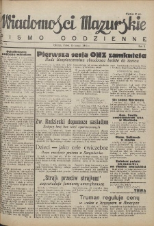 Wiadomości Mazurskie : pismo codzienne. 1946 (R. 2), nr 38