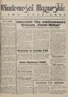 Wiadomości Mazurskie : pismo codzienne. 1946 (R. 2), nr 65