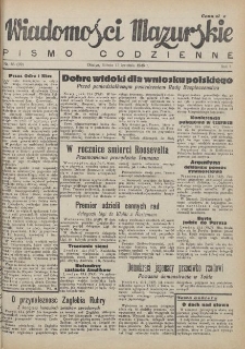 Wiadomości Mazurskie : pismo codzienne. 1946 (R. 2), nr 88 (99)