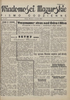 Wiadomości Mazurskie : pismo codzienne. 1946 (R. 2), nr 89 (100)