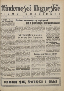 Wiadomości Mazurskie : pismo codzienne. 1946 (R. 2), nr 101 (112)