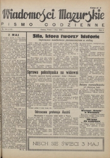 Wiadomości Mazurskie : pismo codzienne. 1946 (R. 2), nr 102 (113)