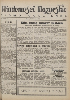 Wiadomości Mazurskie : pismo codzienne. 1946 (R. 2), nr 102 (113)