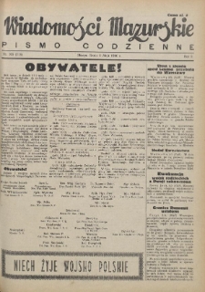 Wiadomości Mazurskie : pismo codzienne. 1946 (R. 2), nr 105 (116)