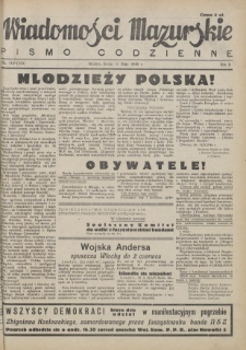 Wiadomości Mazurskie : pismo codzienne. 1946 (R. 2), nr 110 (121)