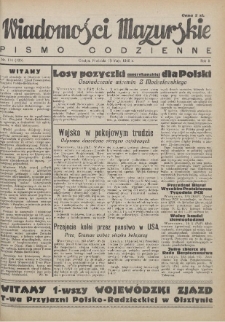 Wiadomości Mazurskie : pismo codzienne. 1946 (R. 2), nr 114 (125)