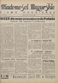 Wiadomości Mazurskie : pismo codzienne. 1946 (R. 2), nr 127 (138)