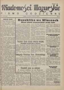 Wiadomości Mazurskie : pismo codzienne. 1946 (R. 2), nr 128 (139)
