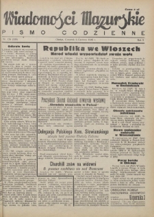 Wiadomości Mazurskie : pismo codzienne. 1946 (R. 2), nr 128 (139)