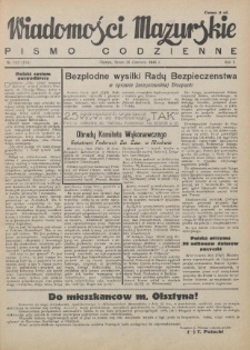 Wiadomości Mazurskie : pismo codzienne. 1946 (R. 2), nr 143 (154)