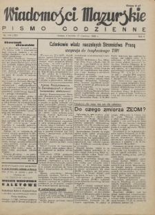 Wiadomości Mazurskie : pismo codzienne. 1946 (R. 2), nr 144 (155)