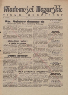 Wiadomości Mazurskie : pismo codzienne. 1946 (R. 2), nr 181 (192)