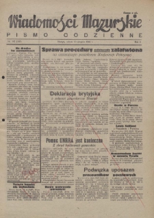 Wiadomości Mazurskie : pismo codzienne. 1946 (R. 2), nr 182 (193)