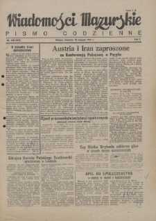 Wiadomości Mazurskie : pismo codzienne. 1946 (R. 2), nr 188 (199)