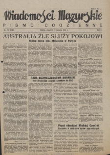 Wiadomości Mazurskie : pismo codzienne. 1946 (R. 2), nr 197 (208)