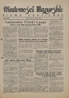 Wiadomości Mazurskie : pismo codzienne. 1946 (R. 2), nr 198 (209)