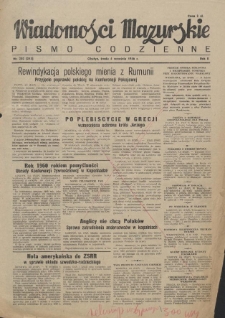 Wiadomości Mazurskie : pismo codzienne. 1946 (R. 2), nr 202 (213)