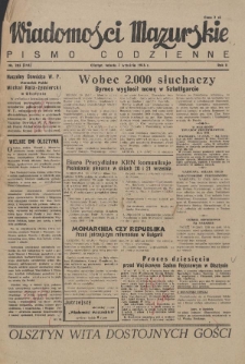 Wiadomości Mazurskie : pismo codzienne. 1946 (R. 2), nr 205 (216)