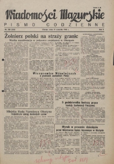 Wiadomości Mazurskie : pismo codzienne. 1946 (R. 2), nr 209 (220)