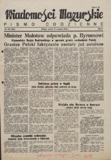 Wiadomości Mazurskie : pismo codzienne. 1946 (R. 2), nr 214 (225)