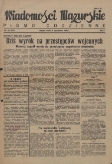 Wiadomości Mazurskie : pismo codzienne. 1946 (R. 2), nr 226 (237)