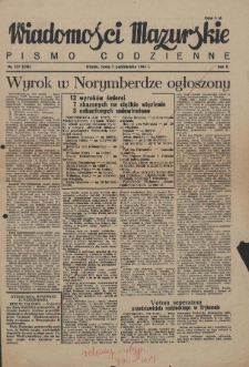 Wiadomości Mazurskie : pismo codzienne. 1946 (R. 2), nr 227 (238)