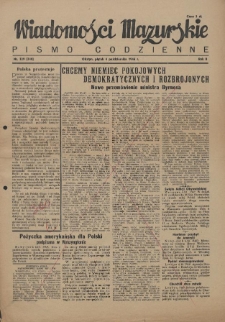 Wiadomości Mazurskie : pismo codzienne. 1946 (R. 2), nr 229 (240)