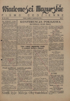 Wiadomości Mazurskie : pismo codzienne. 1946 (R. 2), nr 231 (242)