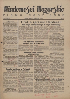 Wiadomości Mazurskie : pismo codzienne. 1946 (R. 2), nr 236 (247)