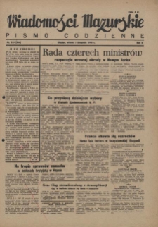 Wiadomości Mazurskie : pismo codzienne. 1946 (R. 2), nr 255 (266)