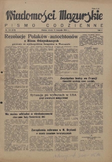 Wiadomości Mazurskie : pismo codzienne. 1946 (R. 2), nr 261 (272)