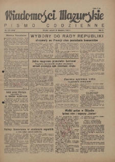 Wiadomości Mazurskie : pismo codzienne. 1946 (R. 2), nr 273 (284)