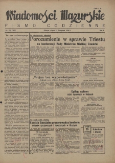 Wiadomości Mazurskie : pismo codzienne. 1946 (R. 2), nr 276 (287)