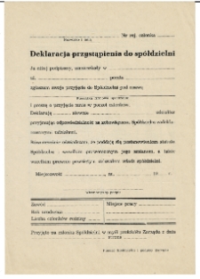Deklaracja przystąpienia do spółdzielni