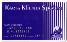 Karta klienta Spółdzielni Społem PSS w Olsztynie