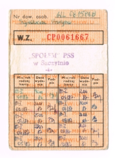 Wkładka zaopatrzenia "Społem" PSS w Olsztynie, oddział w Szczytnie