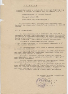 Wyciąg z protokołu nr XIII z posiedzenia plenarnego Miejskiej Rady Narodowej w Pasłęku, odbytego w dniu 10 września 1949 r.