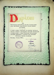 Dyplom dla Dziecięcego Zespołu Artystycznego przy PGR Dargowo