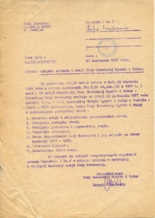 Zawiadomienie i zaproszenie na zwołaną sesję Rady Narodowej Miasta i Gminy Pasłęk w dniu 28.11.1977